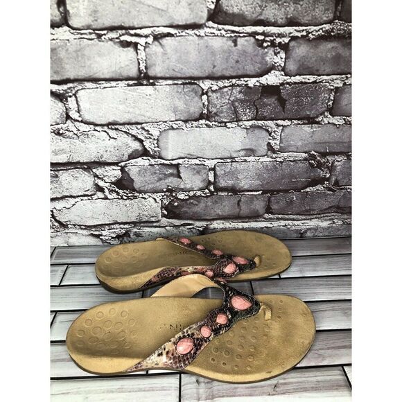 Vionic Eve 2 Jewel Pink Leather Snake Orthoheel Sandals Women's Sz 9M US/40EU - Picture 7 of 16